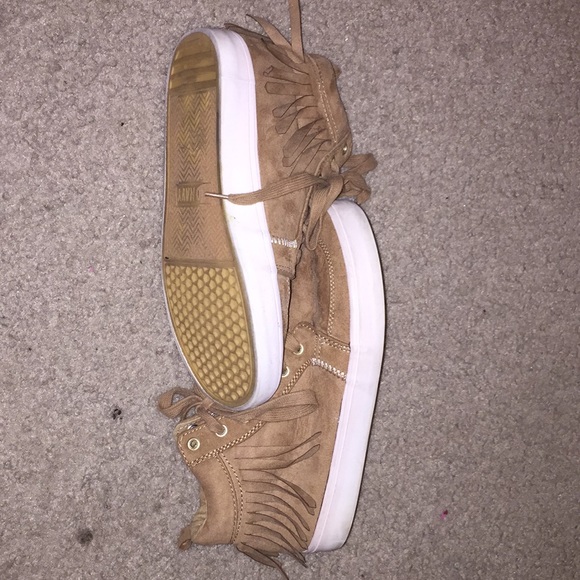 Slightly Worn Light Brown Hightop Shoes. - Picture 2 of 7